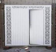 Double swing garage door in a custom finish
